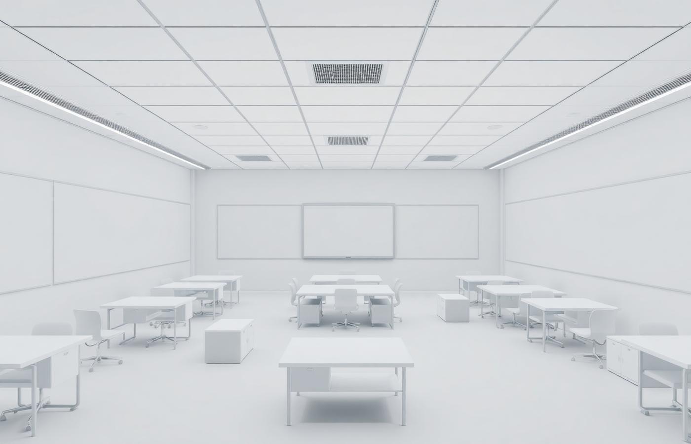 3D concept render of the same classroom